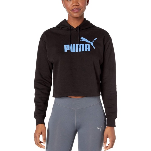 NWT Puma Elevated Essential Logo Cropped Fleece Hoodie - Picture 4 of 4